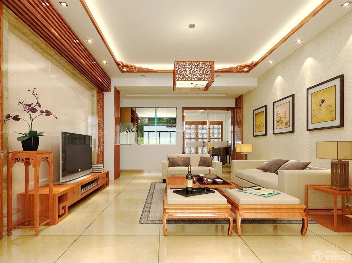 2022中式客廳吊頂裝飾效果圖大全 典雅風韻，演繹東方美學
